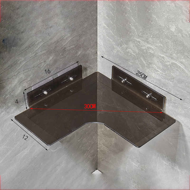 Estantería flotante de esquina de acrílico para baño, estantería protectora para artículos de cosmética, estante de almacenamiento transparente para colgar en la pared de la cocina: Verde claro