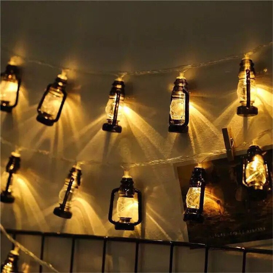 3M 20leds Battery Power Coleman lantern LED String Lights Warm light Lamps Decoration for Room Party marqueeing Larterns: Black lantern / USB / 3M 20LED