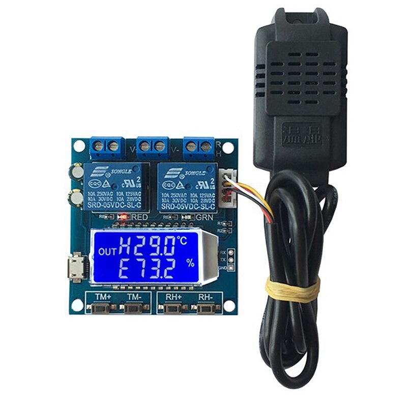 XH-M452 High Precision DC 12V 10A Digital LED Dual Output Temperature and Humidity Controller Module with SHT20 Sensor: Default Title