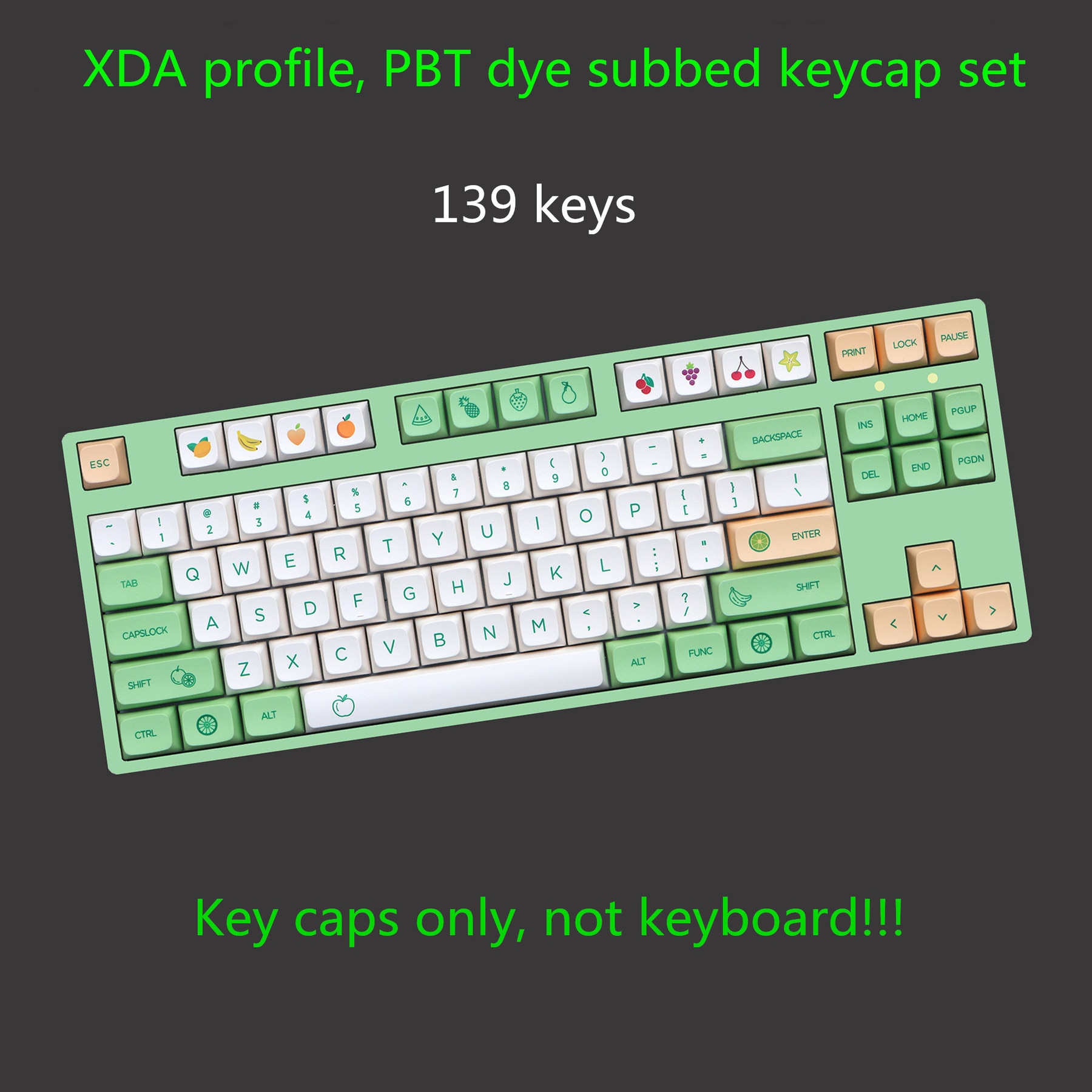 139 Keys/set PBT Dye Subbed Fruit Key Caps For MX Switch Mechanical Keyboard XDA Profile Korean Keycap For IKBC AKKO RK