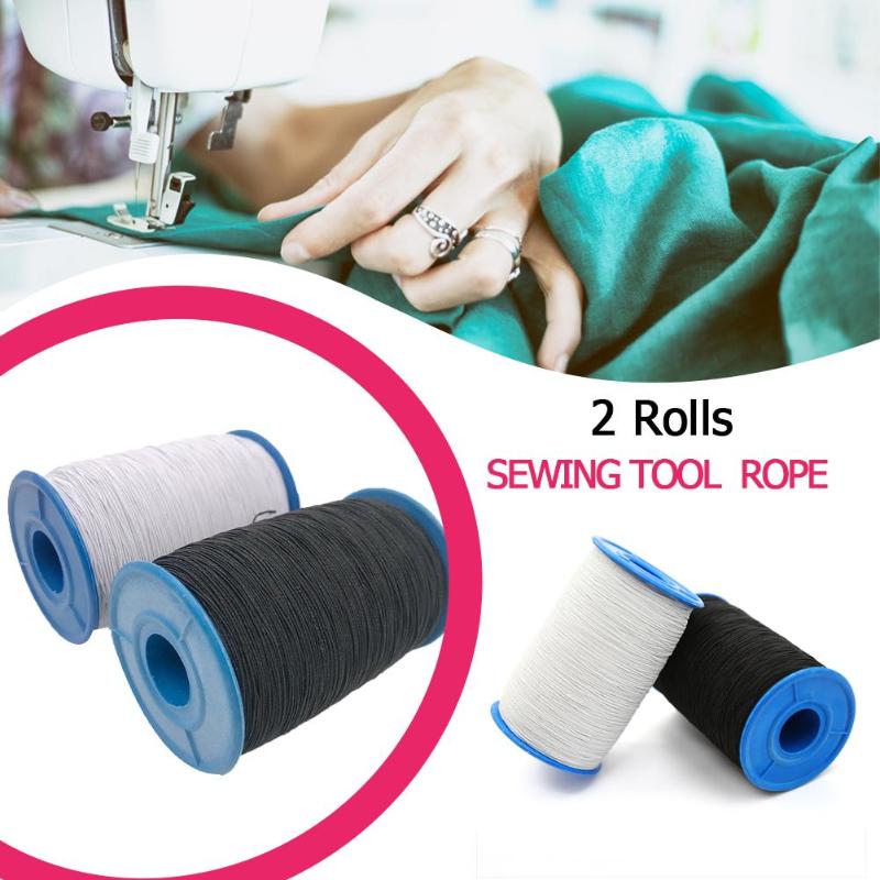 Hilo de coser elástico de látex para máquina de coser, 2 rollos, acolchado, Bordado de hilo, costura a mano, herramientas de costura