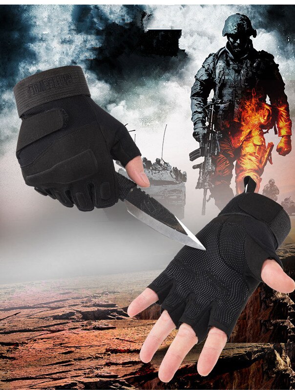 Gants tactiques pour hommes, moto demi-doigt, pilote de soldat spécial, protection des fans de l'armée Black Hawk, haute quantité