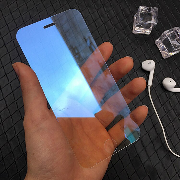 9H Colorful Mirror Tempered Glass Screen Protector for iPhone X XS 5 5S SE 6 6S 7 8 Plus Full Cover Film Protective Guard Case: Blue / 5 5S SE