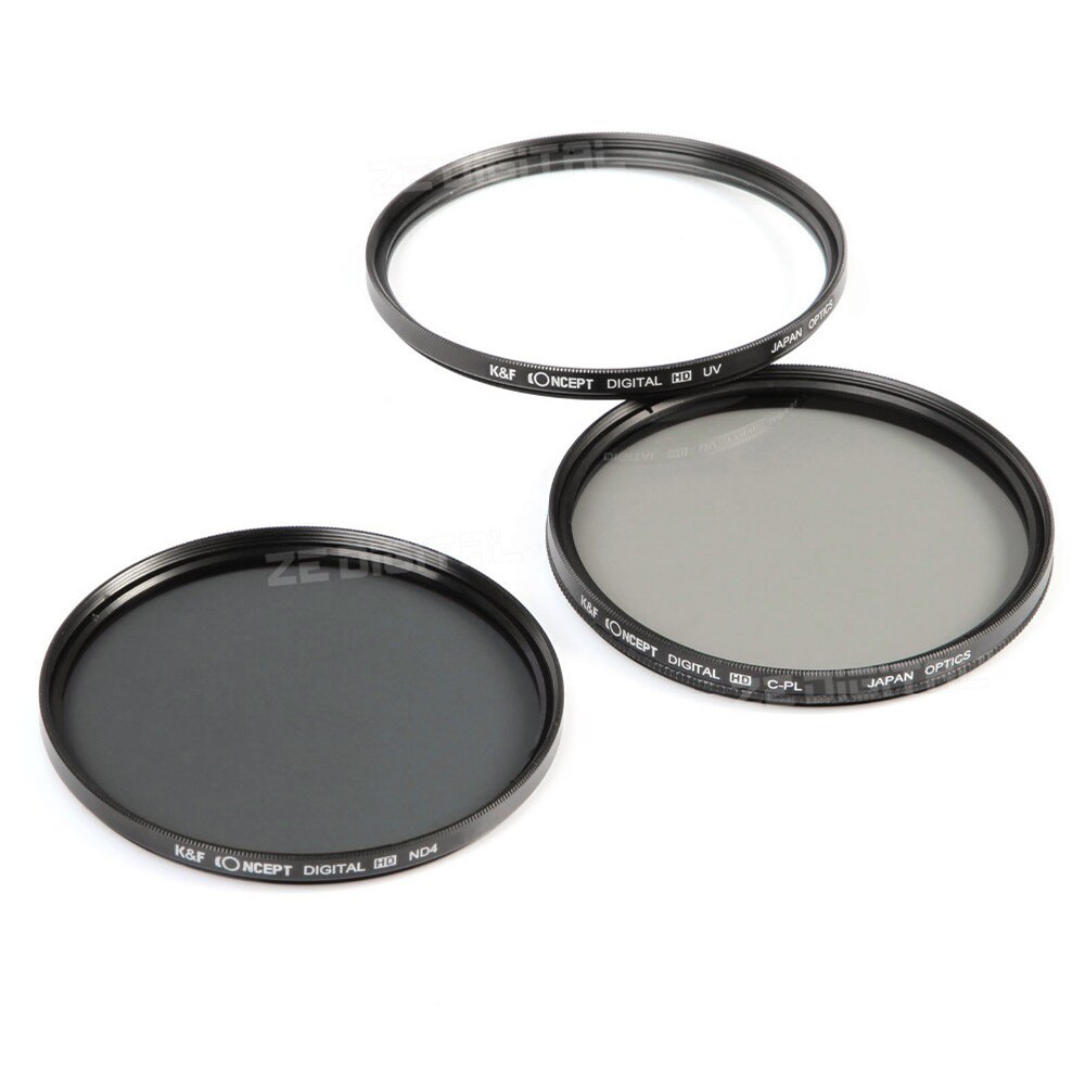 K & f conceito 52/55/58/62/67/72/77mm uv cpl nd4 lente filtro kit + caneta de limpeza + fiter saco caso para todas as lentes da câmera dslr