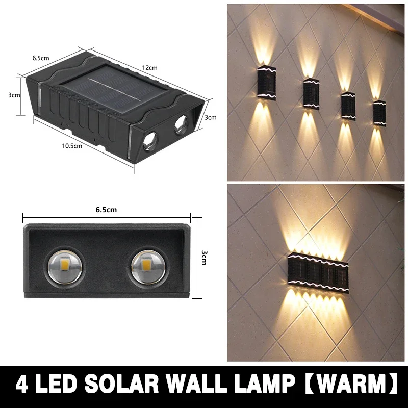 6LED wandlamp op zonne-energie, buiten waterdicht licht, omhoog en omlaag, verlichting, tuindecoratie, buitenzonlichten