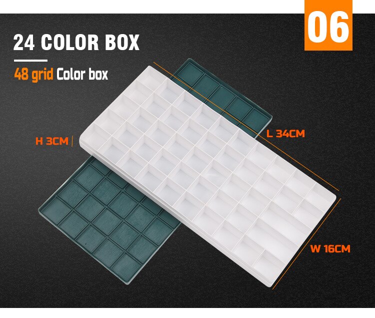 Pigment Doos Grote Capaciteit Toner Box Art Pigment Doos Gouache Pigment Acryl Pigment Doos: 24 color grid
