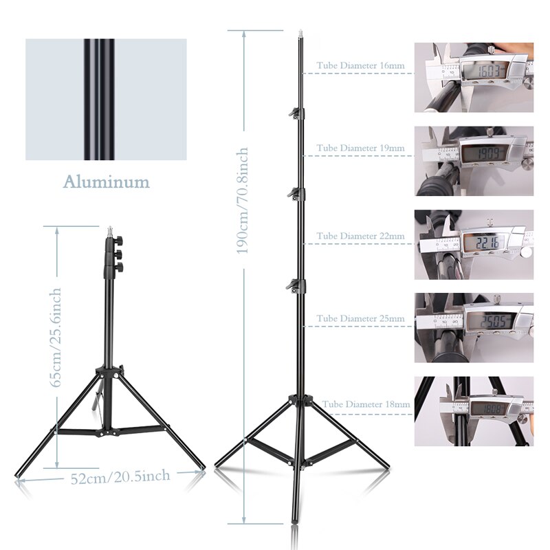 2m Light Stand Adjustable Photo Video Lighting Stand Heavy Duty Aluminum Alloy for Soft Box Photography Studio Equipment