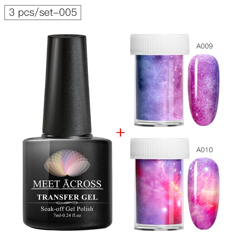 Transfer klistermärke gel set nagelhäftande lim överföringsfolie klistermärke nagelfolie stjärnhimmel marmor nail art överföring klistermärken dekaler: Dzh 07335