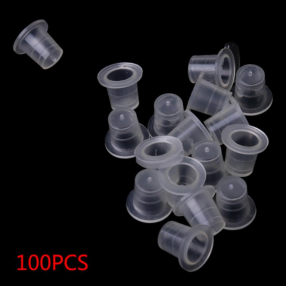 100 stuks 8mm kleine plastic inkt tatoeage bekers doppen potjes pigment benodigdheden