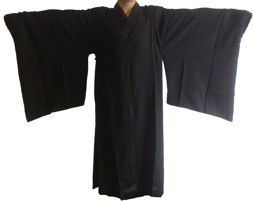 Unisex berømt mærke buddhisme shaolin abbed munke kjole dragter lægmeditation abbed nonne kjortel tøj kung fu haiqing sort