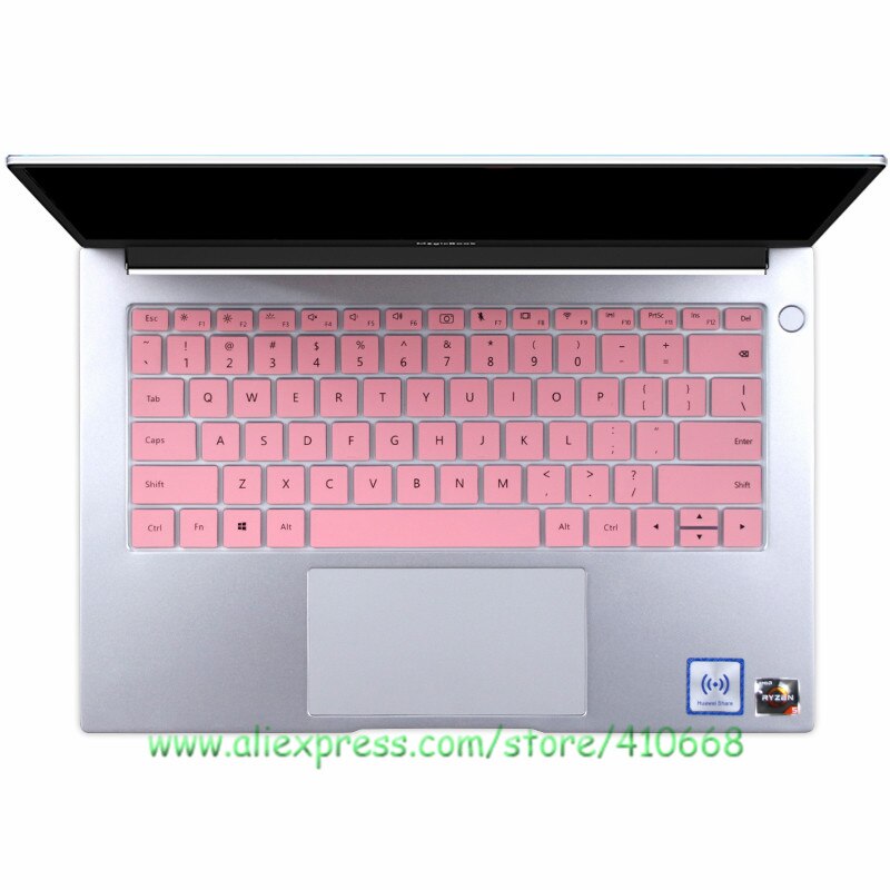 Til huawei matebook  d 14 r5 3500u linux bærbar silikone støvtæt tastatur cover skin protector mate book  d14: Lyserød