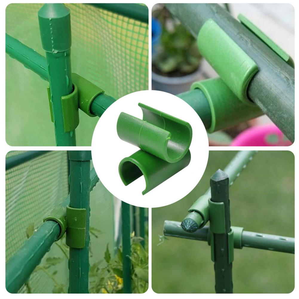 Plastic Fastener Greenhouse Bracket Pole Fixed Clamp 360 Degree Rotaring Garden Plant Grafting Stakes Connector Clip 10Pcs