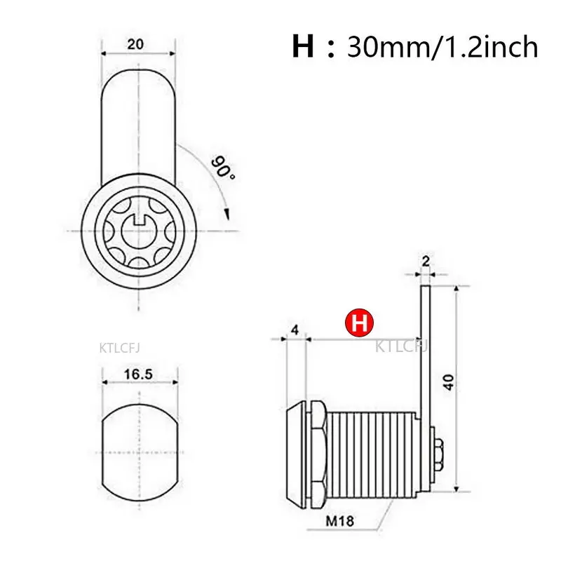 1set 16/20/25/30mm Thickened Cylinder Key Tongue Lock Zinc Alloy File Iron Cabinet Office Furniture Cabinet Lock: Blue
