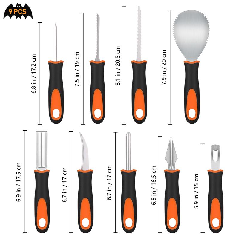 PRETYZOOM 9PCS Halloween Pumpkin Carving Kit Pumpkin Lantern Carving Tools Stainless Steel Jack O' Lantern Pumpkin Cutting Tools