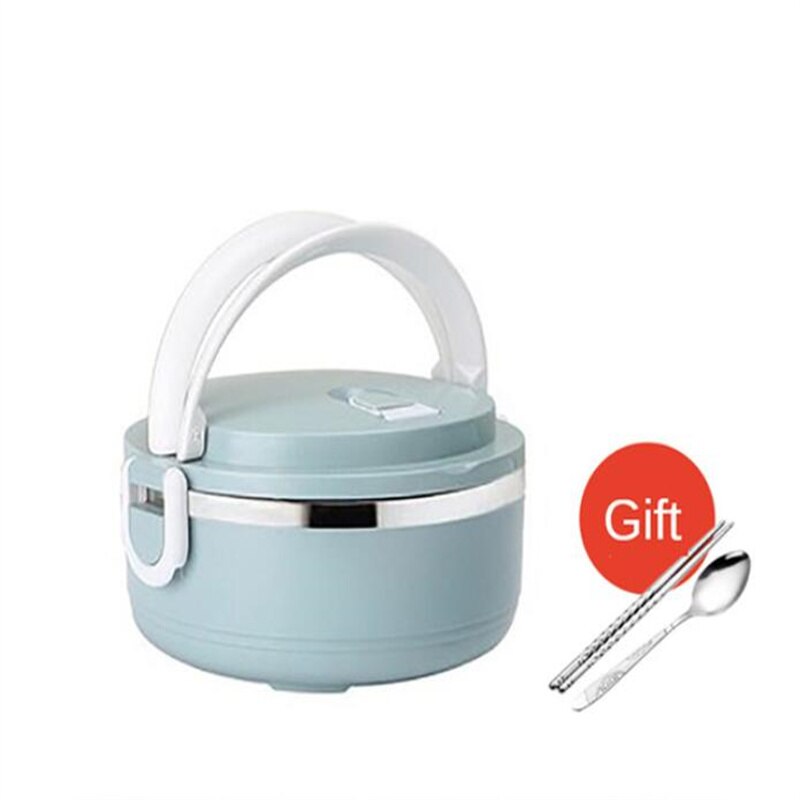 Microwave Stainless Steel Thermal Lunch Box Food Storage Box Travel Picnic Leakproof Portable Students Work Adult Lunch Box: Blue 1 Layer