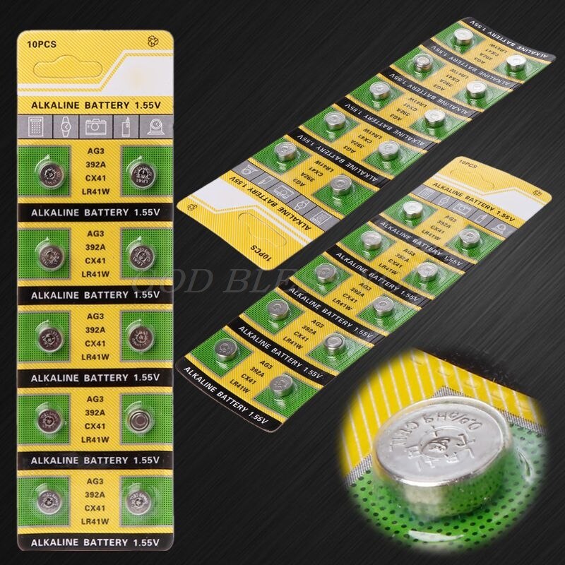 10PCS Cell Coin Alkaline Battery AG3 1.55V Button Batteries SR41 192 L736 384 SR41SW CX41 LR41 392 Lamp Chain Finger Light Watch