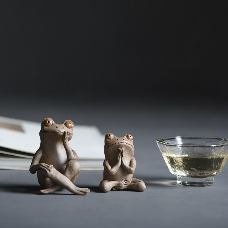 Jingdezhen keramik ornamenter dyr frø statue te kæledyr/urtepotte bonsai feng shui indretning håndværk heldig boutique skulptur