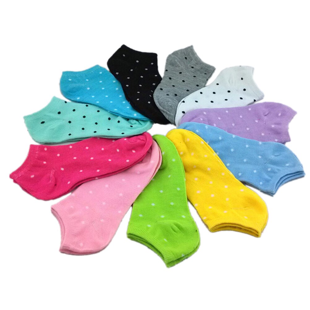 5 Pair Female Heart Dot Solid Low Cut Socks Short Socks Women's Slippers Spring Summer Cotton Blend Ankle Boat Socks