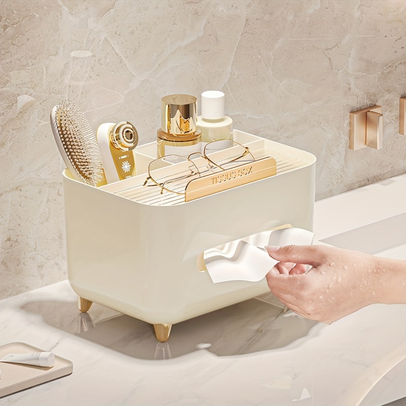 1pc, Multifunctional Desk Organizer, Tissue Boxes, Remote Control And Miscellaneous Storage Box, Car Desktop Tissue Holder