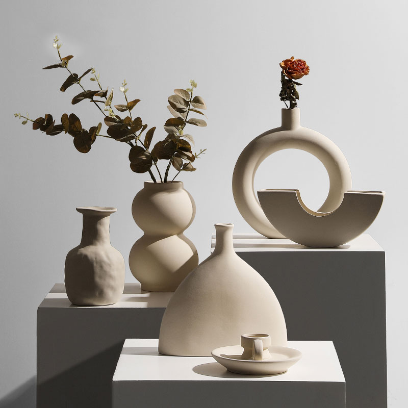 Bloemstuk Desktop Nordic Stijl Licht Luxe Kleine Keramische Vazen Decoratie Ornamenten Home Decoratie Accessoires