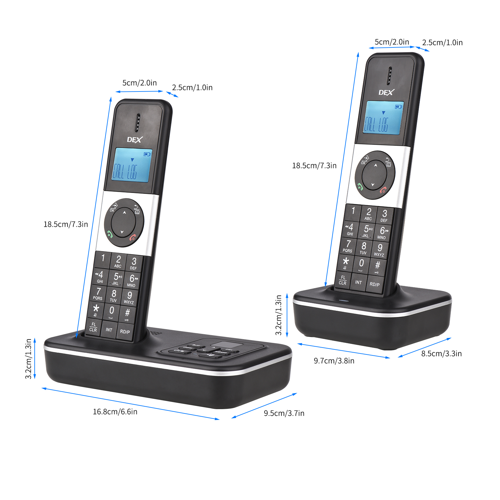 D1002 TAM-D 2-Handset Draadloze Telefoon Met Antwoordapparaat Nummerweergave/Wisselgesprek 1.6 Inch Lcd Ondersteuning 16 talen