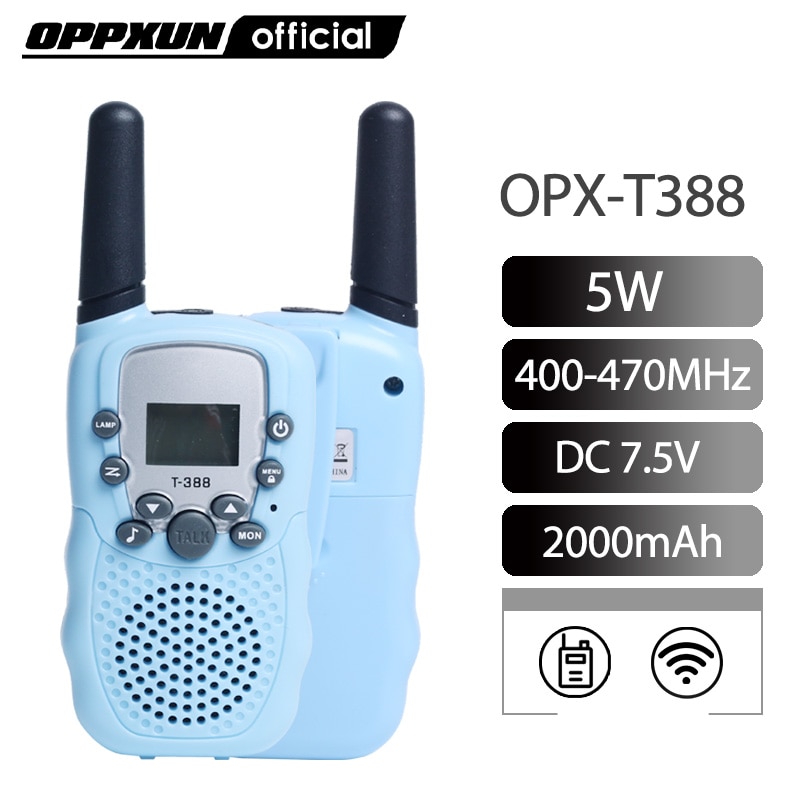 2 Pcs Mini Walkie Talkie Kids Toys T-388 0.5W 22CH LCD Display UHF Frequency Portable Two Way Radio Intercom Birthday