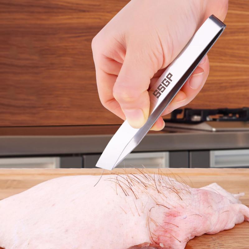 1pc mașini de tuns porc din oțel inoxidabil agrafe de păr pensete clește pentru îndepărtarea părului trageți clemă pene de pui oase de pește gadget de bucătărie