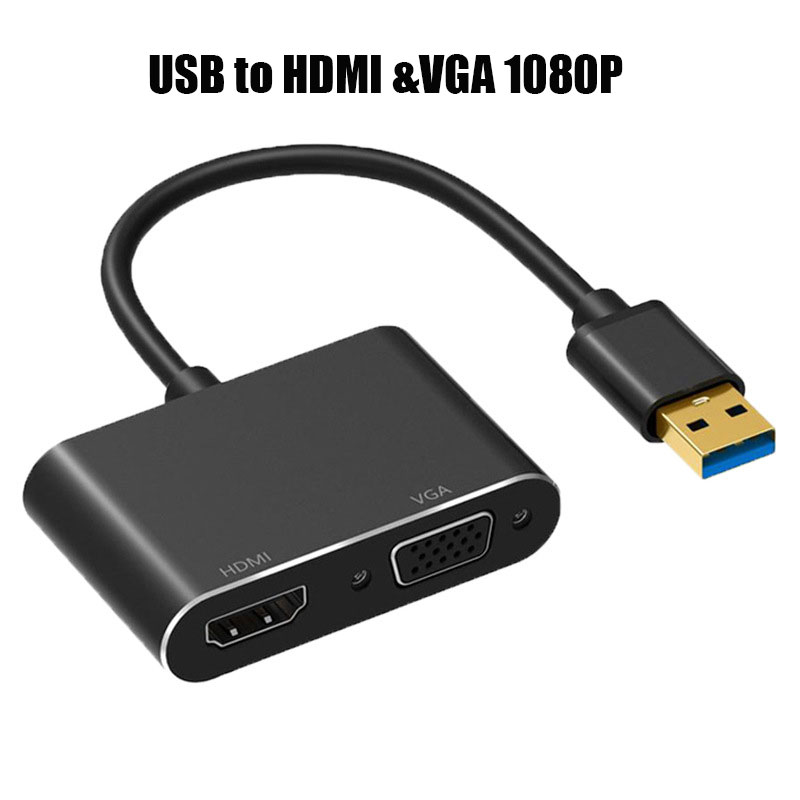 USB2 0 / 3.0 to HDMI &amp; VGA Supports Audio Output USB to HDMI 1080P Computer Host to TV For PC Laptop HDTV Monitor Projector: USB2HDMI VGA