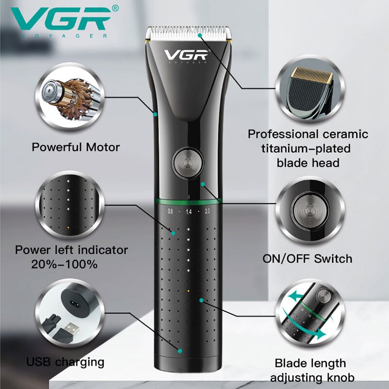 VGR Adjustable Precision Powerful Electric Hair Trimmer Men Hair Clipper Finishing Rechargable Hair Cutter Machine