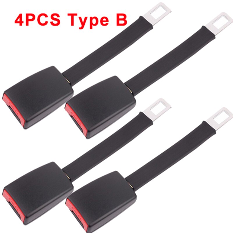 Universal Seat Belt Cover Car Safety Belt Extender 3 Size Seat Belt Extension Plug Buckle Seatbelt Clip Auto Accessories: 4Pcs Type B