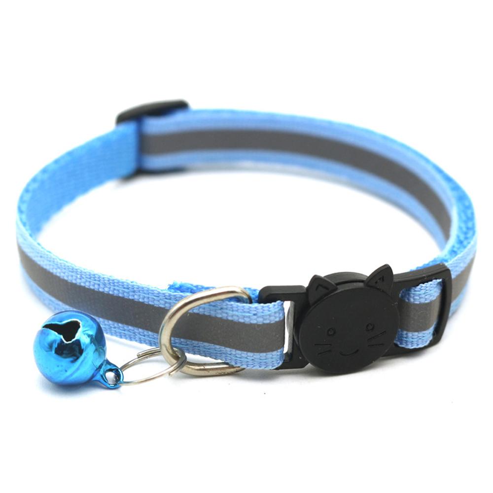 Collier pour chien et chat, sangle de cou, en Nylon réfléchissant, accessoires de laisse, avec cloche colorée pour chiot: Sky Blue