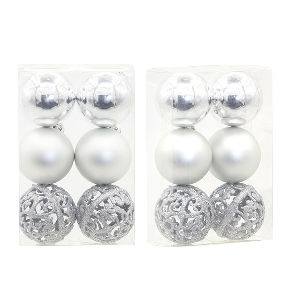 6 stuks onbreekbare kerstbaldecoratie balfeest thuis kerstboomversiering: Zilver