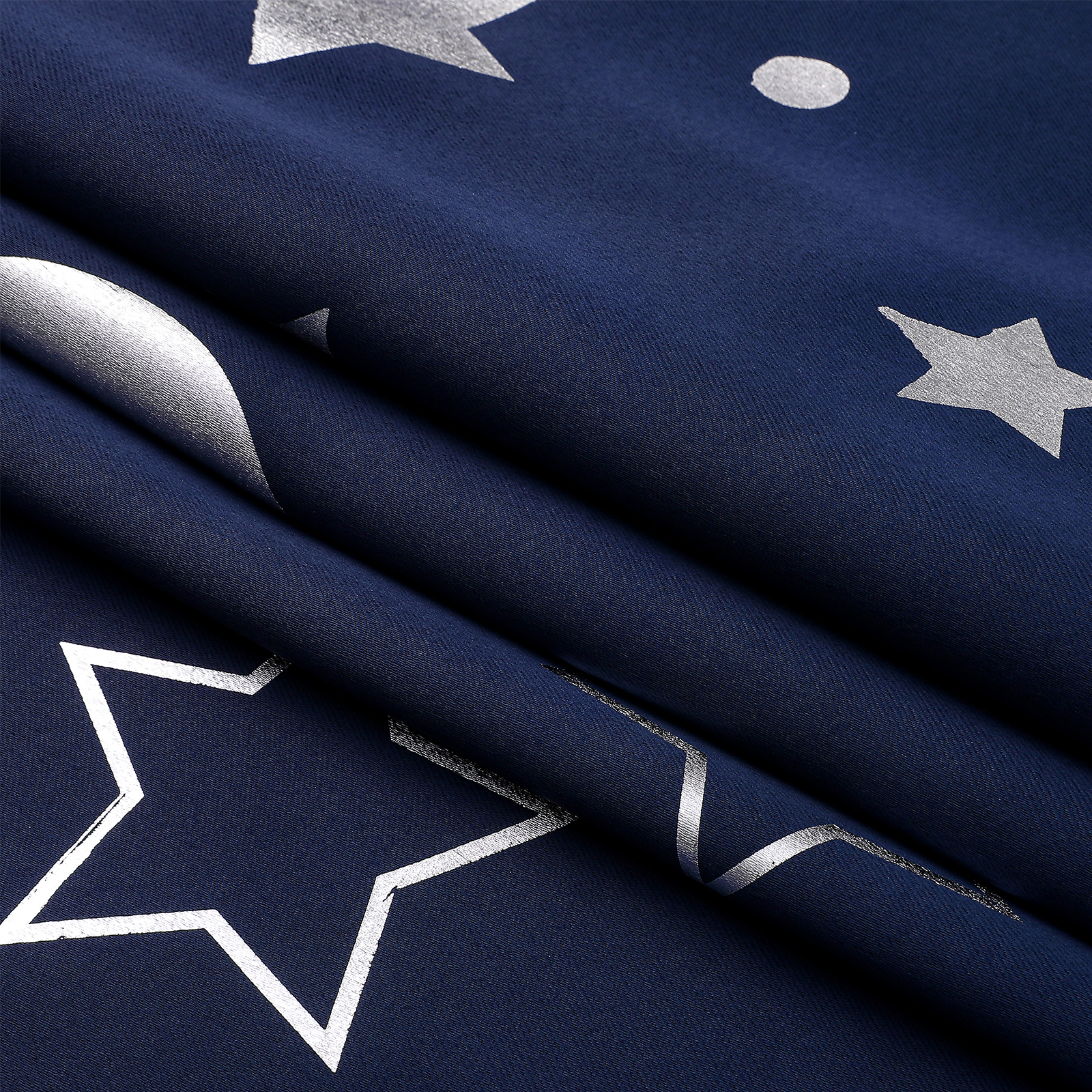 Cortinas oscurecedoras para habitación con estrella plateada y Luna para niños, dormitorio de guardería, cortina opaca para niños, cortinas aislantes térmicas con ojales