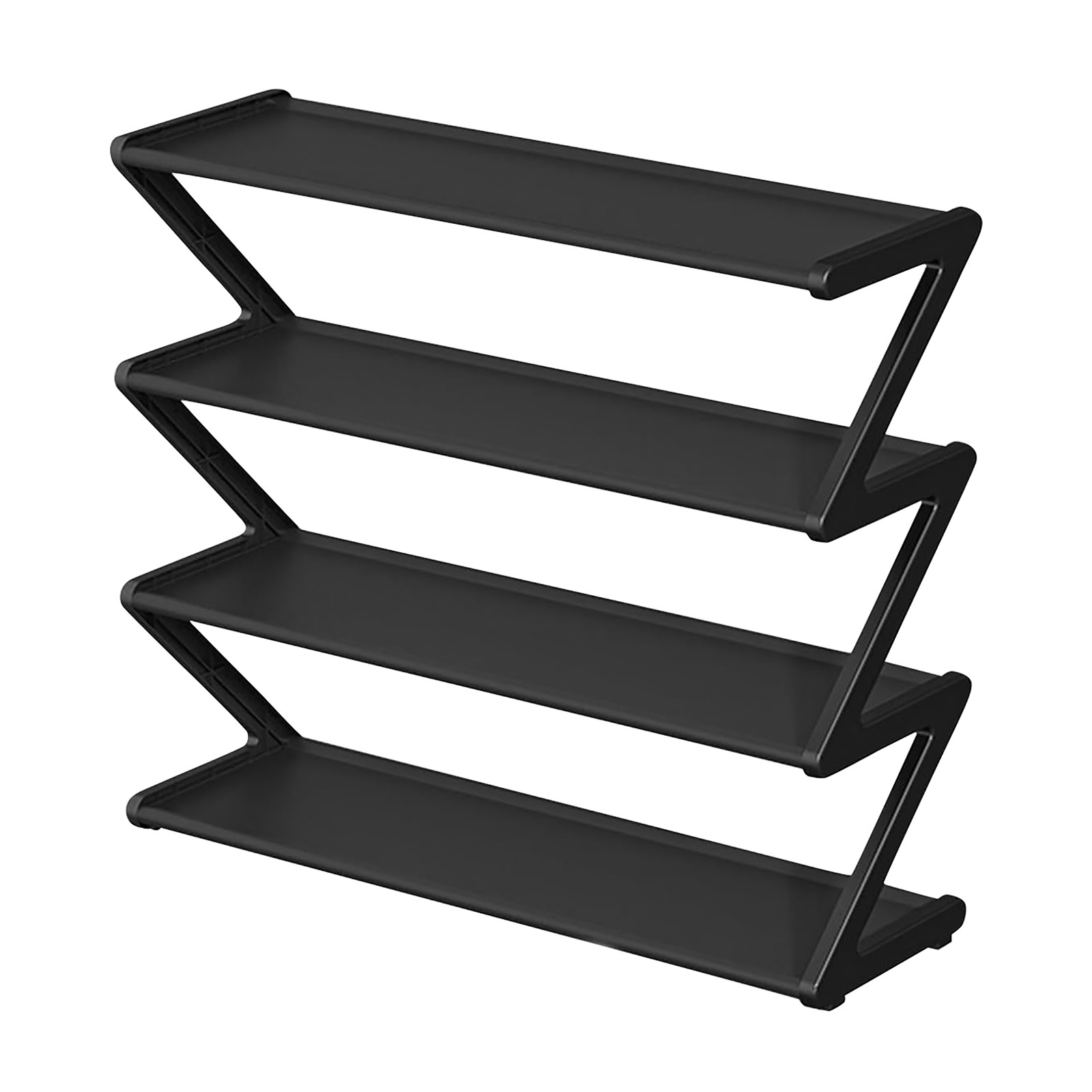 Organizador de zapatero de acero inoxidable de 4 niveles, gabinete de zapatos independiente, gabinete de zapatos de entrada multifuncional, gabinete de zapatos de pasillo: Color negro