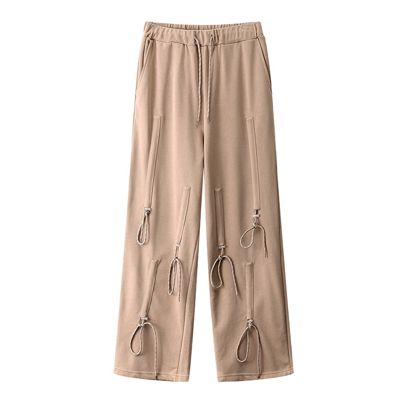 High street snoretræk draperet afslappede joggingbukser til mænd og kvinder joggers med brede ben oversize bukser hip hop baggy joggingbukser: Asiatiske m / Khaki