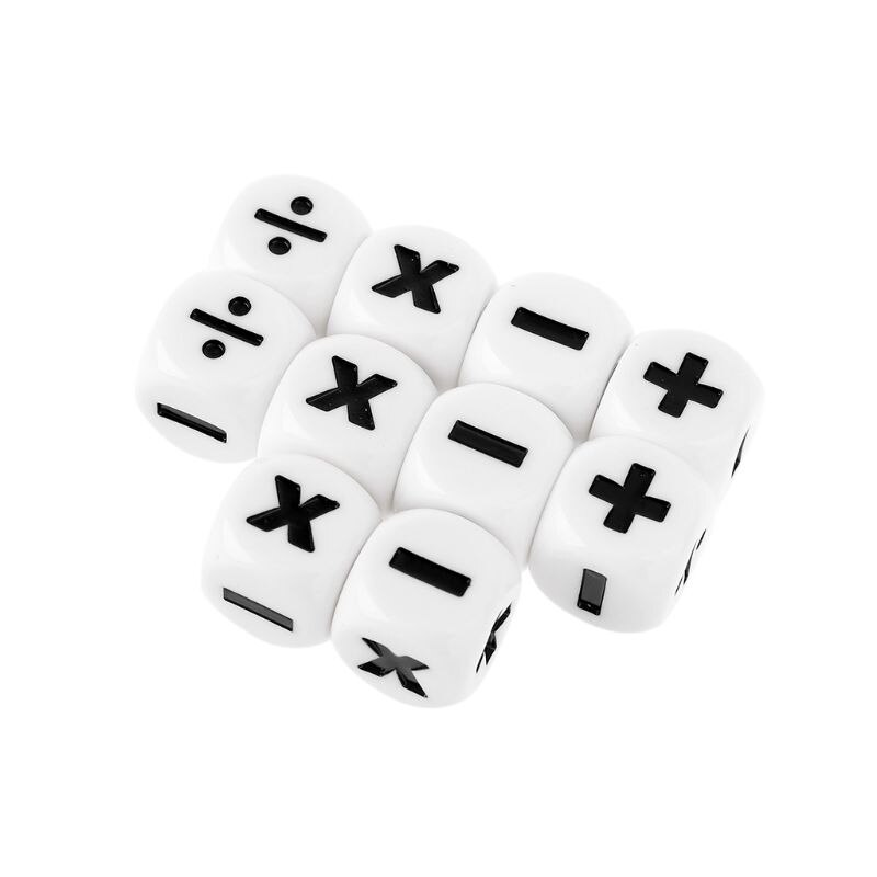 10pcs 16mm D6 Dice Mathematical Operators Arithmetic Dice Club Pub Board Game