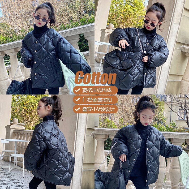 Girls cotton coat children winter warm jacket kids Bf style cotton outerwear tops teenage tops jacket 4-14Y ws1900