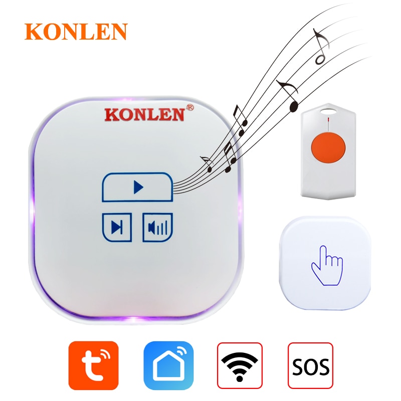 WIFI Tuya Smart Doorbell Home SOS Emergency Call Panic Button Wireless Melody Chime Ring Bell Ding Dong Smart Life App Alert