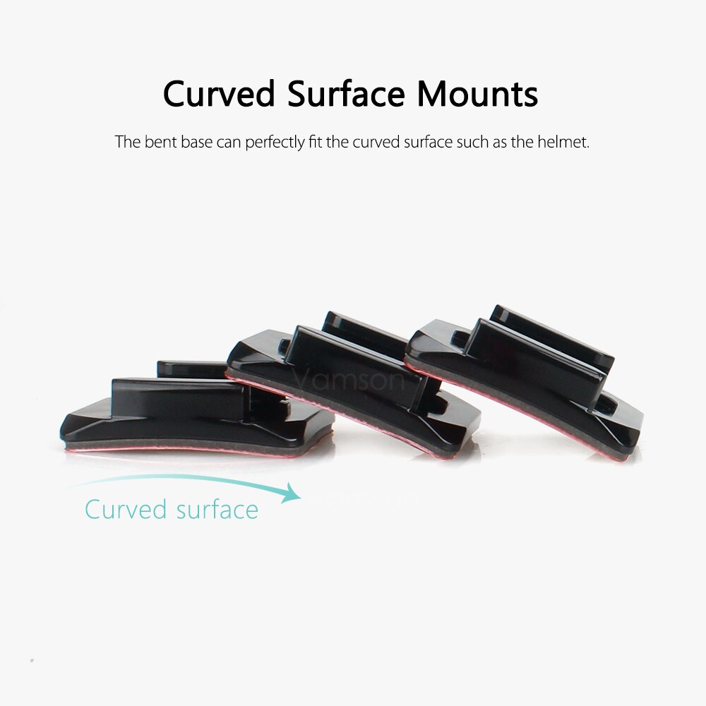 Vamson Voor Gopro Accessoires 20 Stuks Gebogen Surface Mount Voor Gopro Hero 5 4 3 + Voor Xiaomi Voor Yi voor SJ4000 Voor Eken H9r VP106G