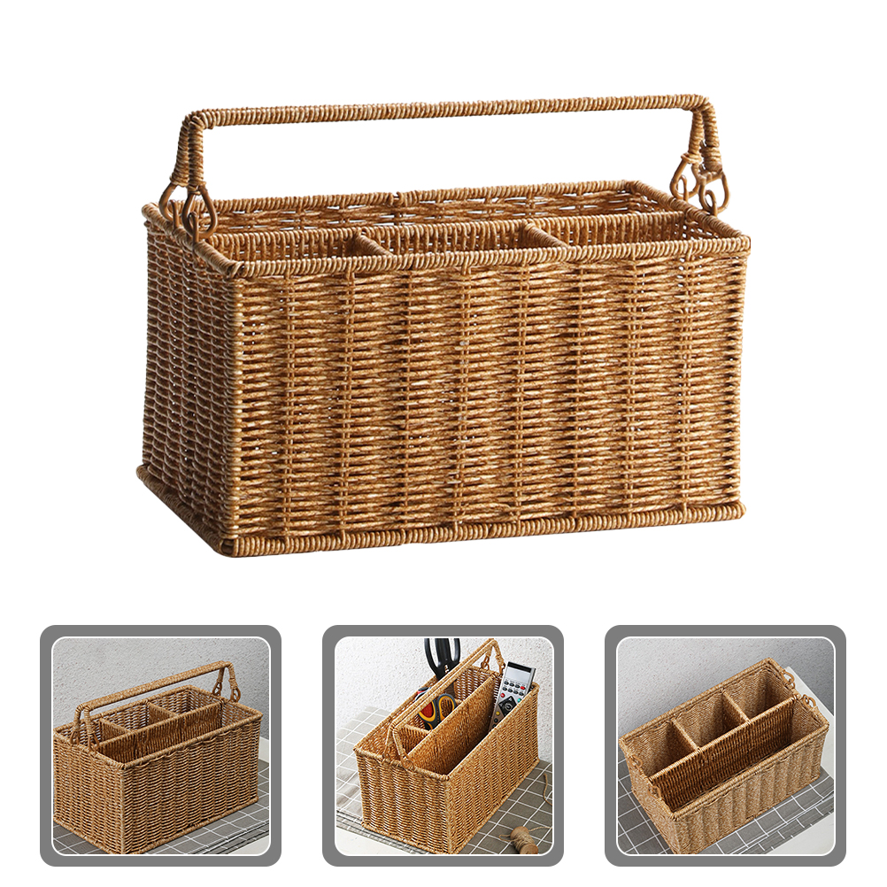 Cesta de herramientas, contenedores de almacenamiento tejidos, cestas tejidas decorativas, cestas de mimbre de imitación, cajas de almacenamiento, ganización de almacenamiento para el hogar