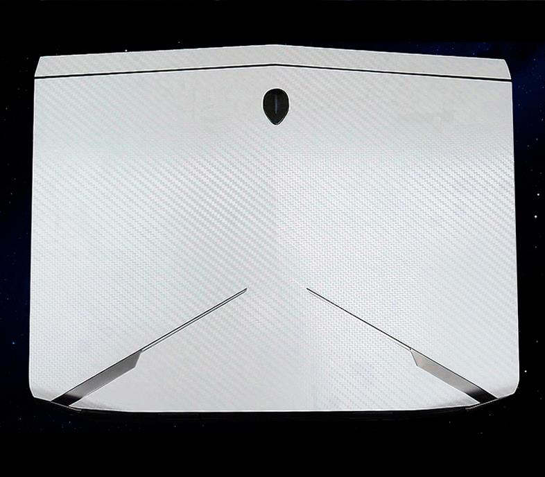 Kh laptop kulfiber læder klistermærke hud cover beskytter til alienware 17 m17x r3 r4 anw 17 17.3- inch release: Hvidt kulstof