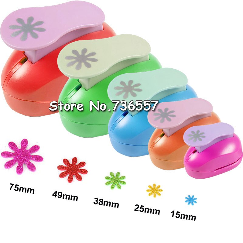5pcs 3" 2" 1.5" 1" 5/8" circle shape craft punch Hole Paper Cutter Scrapbooking school Paper Puncher eva hole punch: daisy