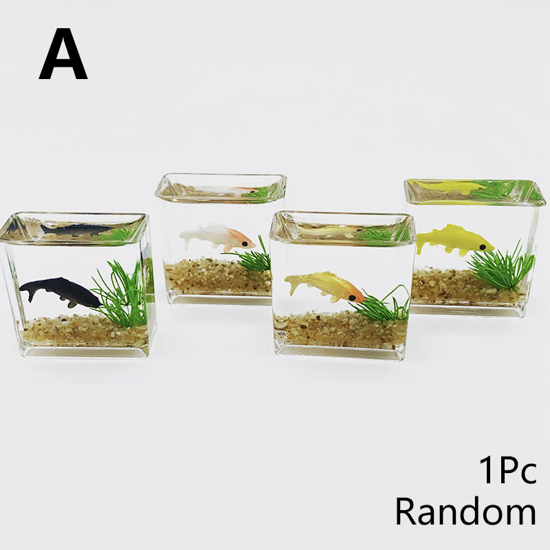 12 Simulatie Miniatuur Glas Koi Aquarium Vierkante Aquarium Poppenhuis Accessoires Thuis Model: 01