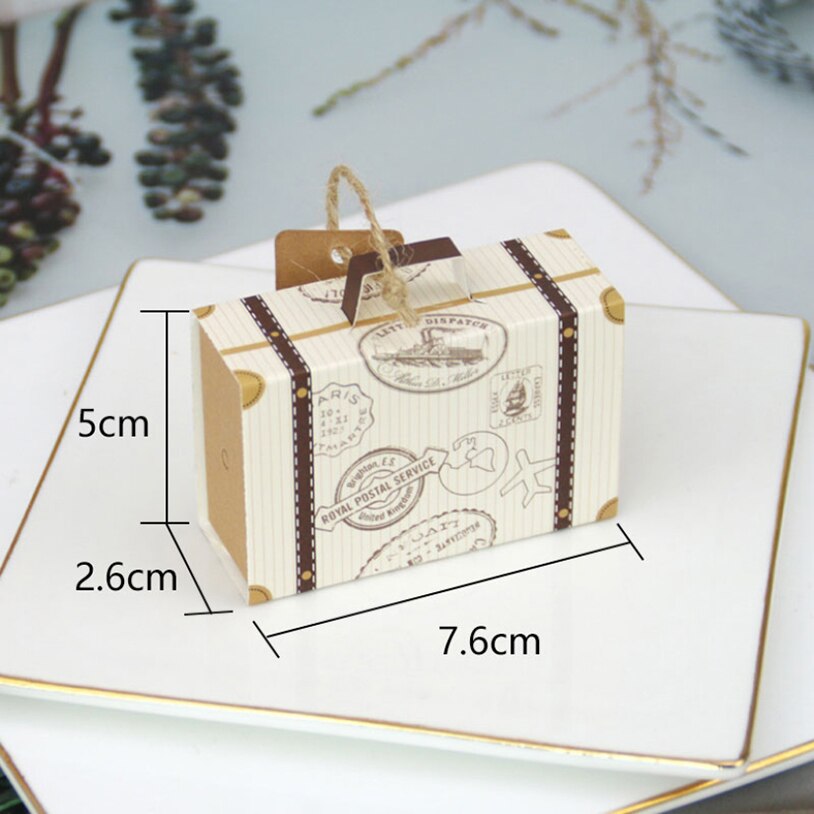 Mini maleta creativa de cartón para , Maleta de cartón Retro para dulces de boda, para invitados, novedad de