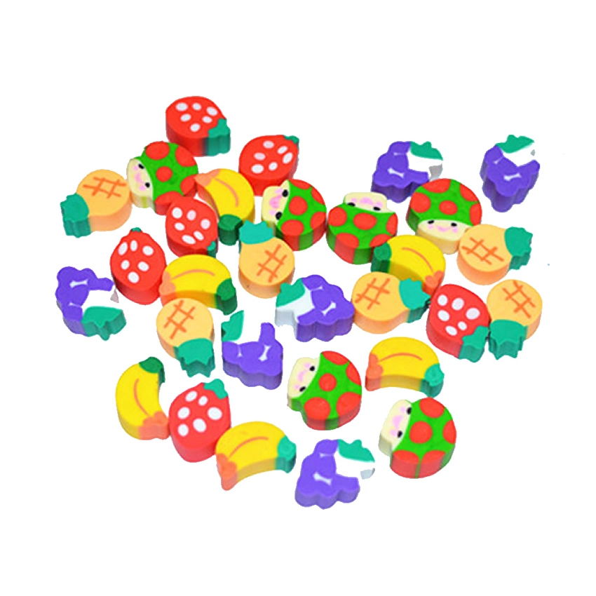 Gomme en forme de fruits délicieux Cuisine, 100 pièces, gomme en caoutchouc, matériel d'étude pour étudiants, papeterie outil d'apprentissage pour enfants, chics