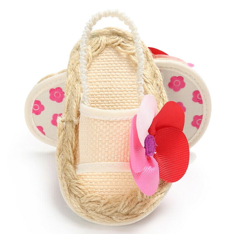 Summer Sweet Princess Baby Infant Kids Girls Sandals Rattan Sole Soft Band Crib Shoes Cute Floral Toddler Newborn Shoes