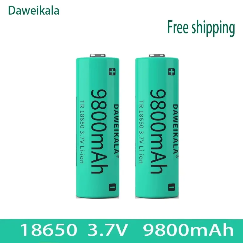 18650 3.7v 9800 mah ladattava akku taskulampun taskulampun ajovalaisimen litiumioniakulle: Musta