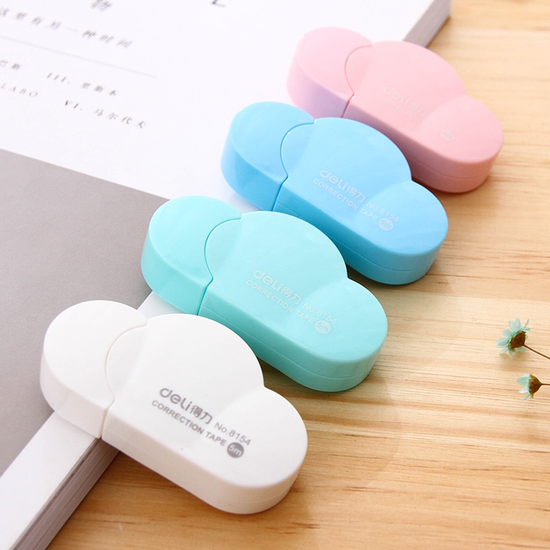 4 st ekonomiskt set söt molnformad korrigeringstejp kawaii betl kontorsverktyg klistermärke corrector brevpapper deli