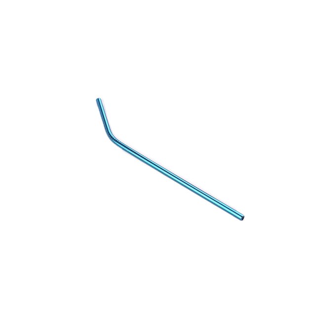 Rvs Rietjes Herbruikbare Rietjes Lange Metalen Gebogen Rechte Rietjes Voor Drankjes Cups Mokken Koude Drank Party Bar Supplies: Blue-Curved-8mm