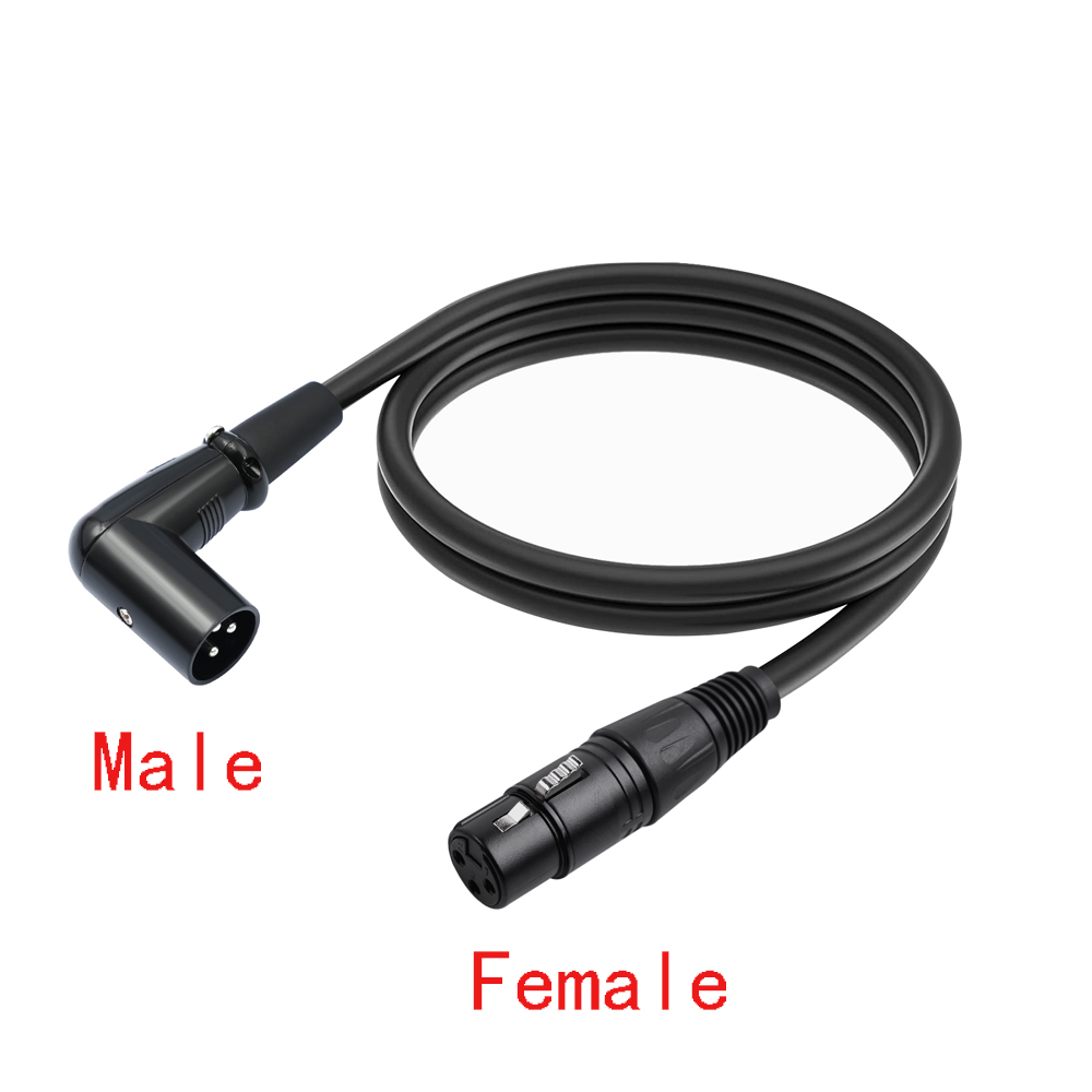 90 Degree XLR Microphone Extension Cable Adapter Male to Female XLR 3-Pin Connector Cable for Speakers Studios Mic Amplifiers: black / <=0.5m